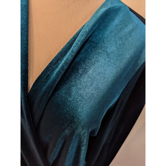 New The Linen Atelier sz L Cara Teal Velvet Velour Wedding Dress E2 - Picture 4 of 5